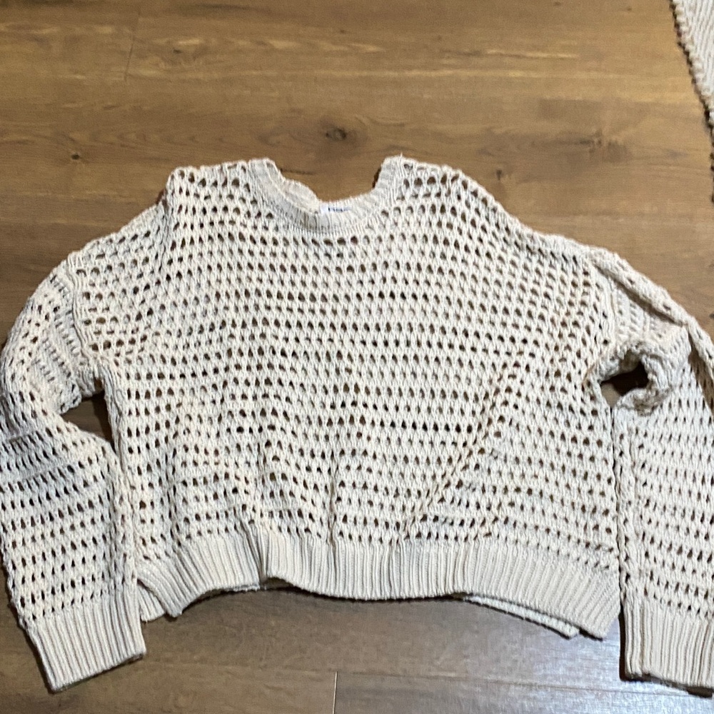 RSQ Women's Cream Open-Knit Sweater